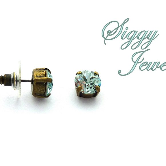 Swarovski Crystal Light Azore Pale Blue Studs - Picture 3 of 7